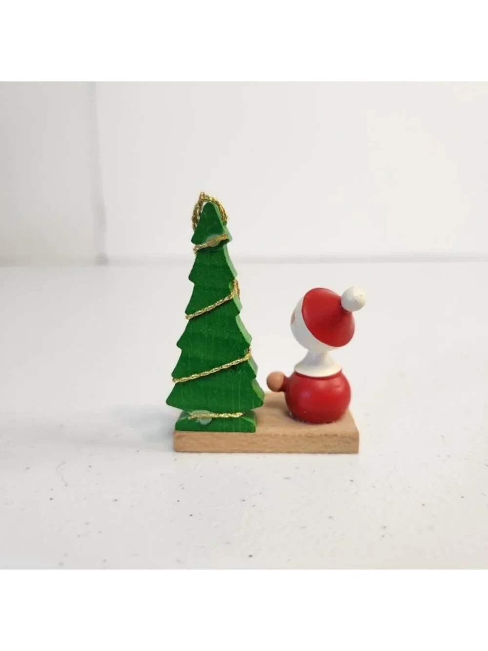 Goula Wood Santa Tree Christmas Ornament Wooden St Nick Vintage Mid Century 60s